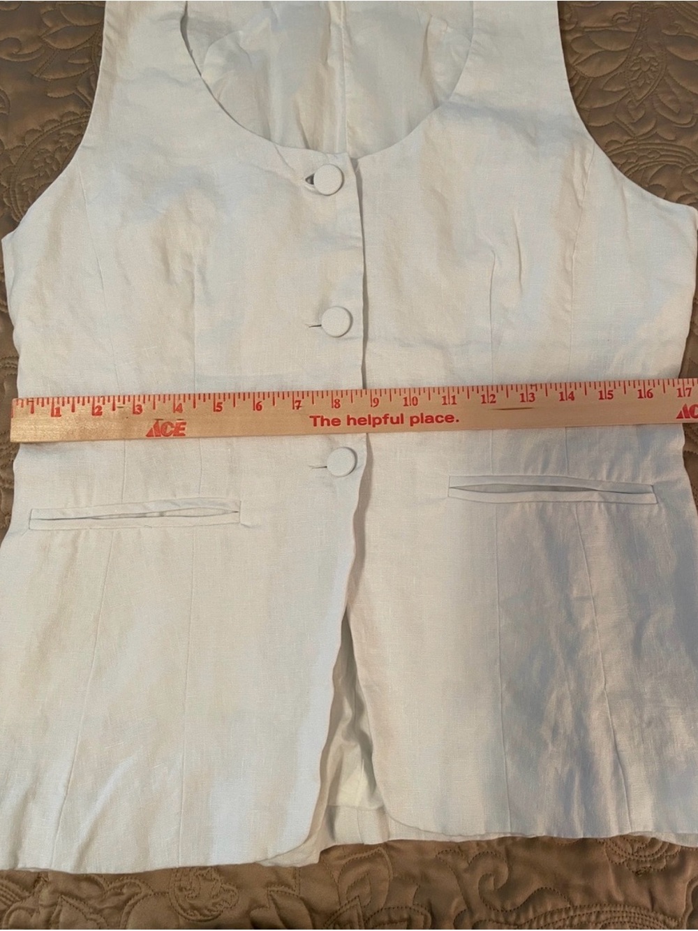 Madewell 100% Linen Scoopneck Cutaway Vest in Salt Color EUC Size 10 Wh - Picture 15 of 16